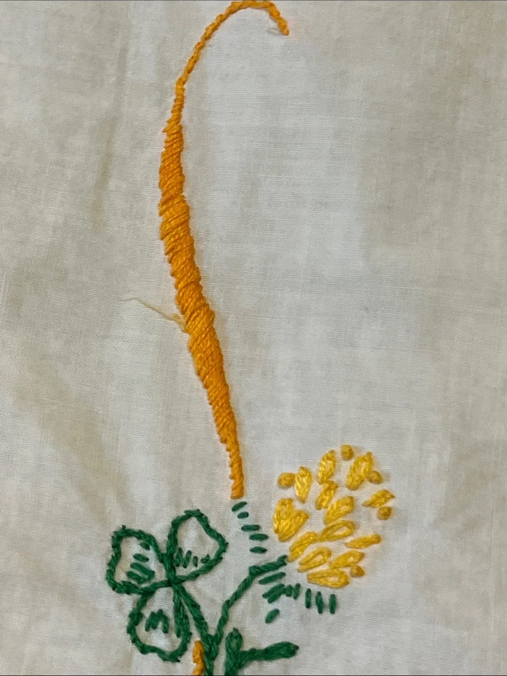 Set of 2, 1950’s Hand-Embroidered Pillowcases- As Is Condition- Light age spots